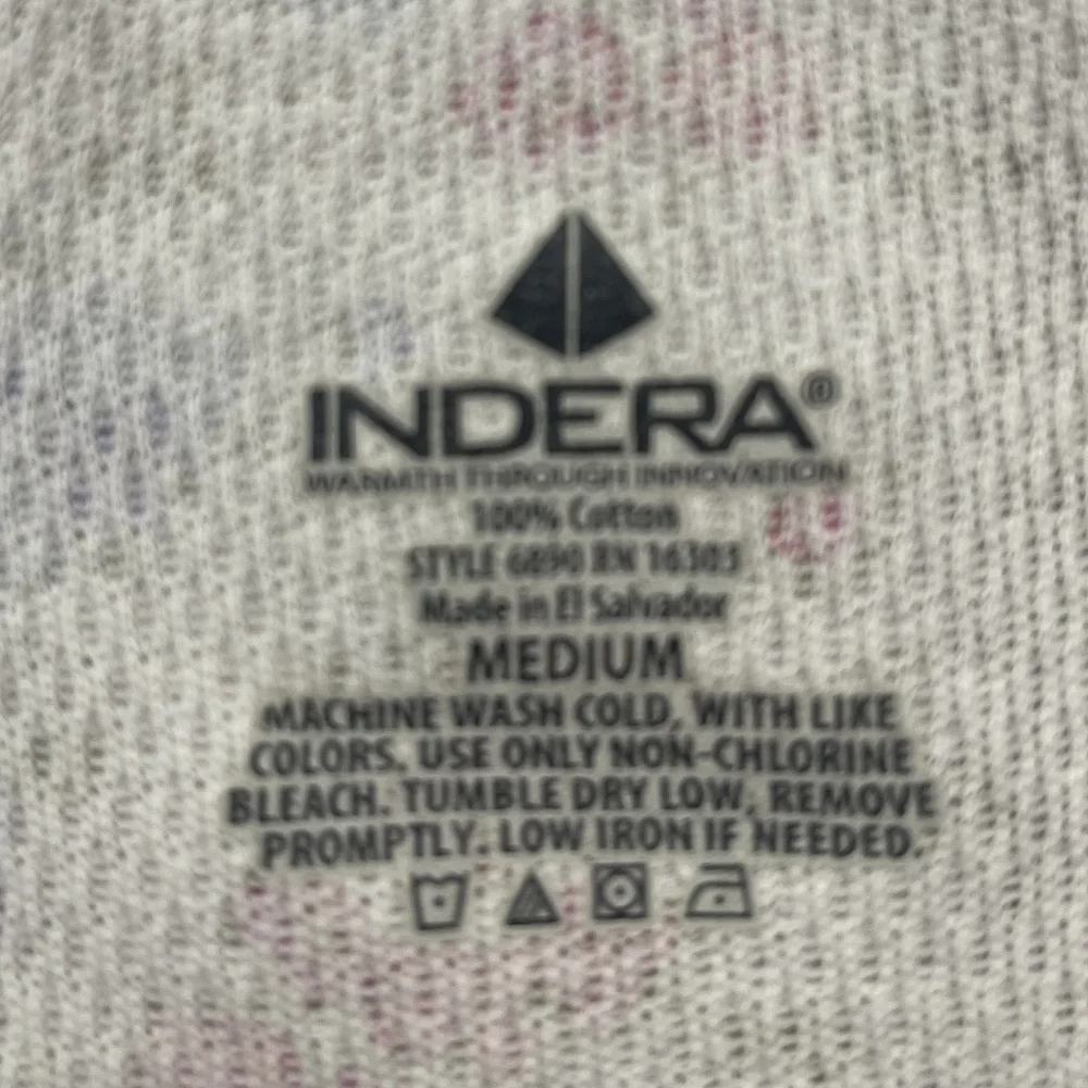 Indera Womens White Pink Blue Floral 100% Cotton Baselayer‎ Leggings Size Medium